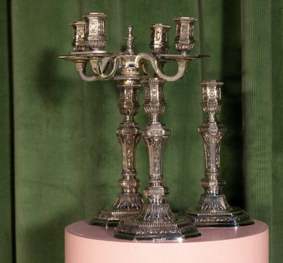 Vintage Silvered Single Light Candlestick